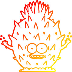 warm gradient line drawing of a cartoon cactus