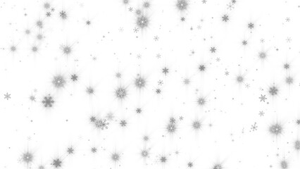 PNG shiny glowing  snow flakes fall transparent ,white snow flakes flying ,happy new year and merry Christmas concept design element ,winter sky	