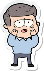 sticker of a cartoon tired man