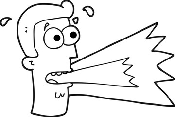 freehand drawn black and white cartoon shouting man