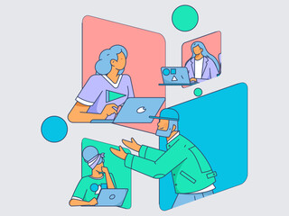 Business People Flat Vector Concept Operation Hand Drawn Illustration
