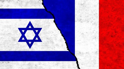 Israel and France flags together. France and Israel relation concept