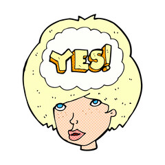 cartoon woman thinking yes