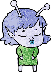 cute alien girl cartoon