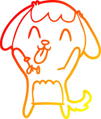 warm gradient line drawing of a cute cartoon dog