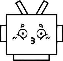 line drawing cartoon of a robot head