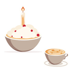 Kutya. Memorial meal. Cartoon. Flat. Simple pattern.  Used for collages and web design for various events.