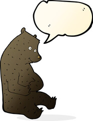 cartoon happy black bear with speech bubble