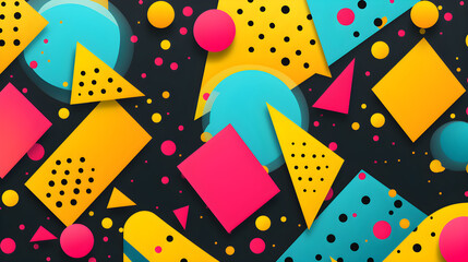 Retro background with 1980s Memphis pattern and vibrant colors 