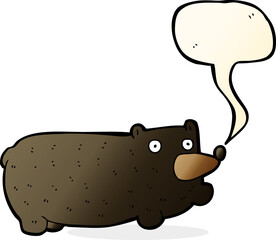 funny cartoon bear with speech bubble