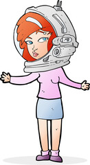 cartoon woman wearing astronaut helmet