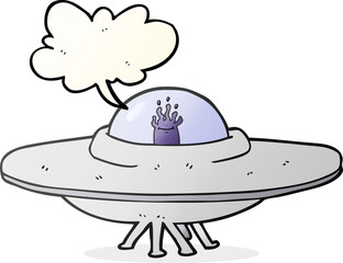 freehand drawn speech bubble cartoon flying saucer