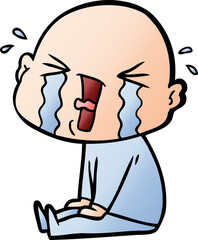 cartoon crying bald man