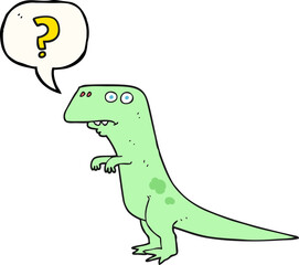freehand drawn speech bubble cartoon confused dinosaur © lineartestpilot