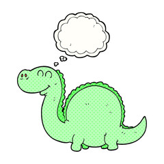 freehand drawn thought bubble cartoon dinosaur