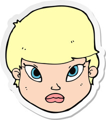 sticker of a cartoon serious face