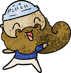 happy man with beard and winter hat