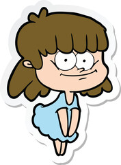 sticker of a cartoon smiling woman