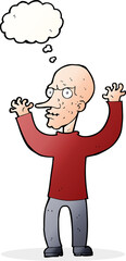 cartoon mean man with thought bubble