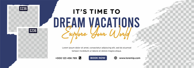 Travel holiday vacation social media post web banner