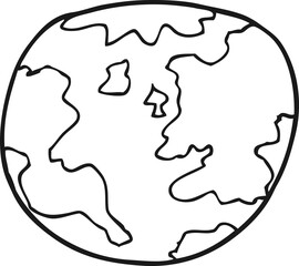 freehand drawn black and white cartoon planet earth