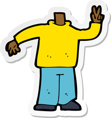 sticker of a cartoon body giving peace sign