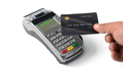 credit card payment with electronic pos machine