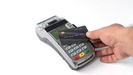 credit card payment with electronic pos machine