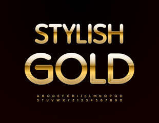 Vector Stylish Gold Alphabet. Luxury Letters and Numbers. Elegant Trendy Font.