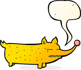 cartoon funny little dog with speech bubble