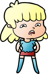 cartoon worried woman