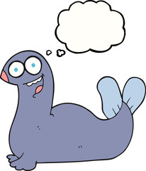 freehand drawn thought bubble cartoon seal