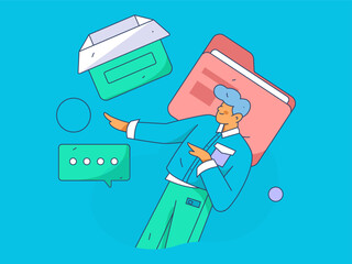 Business People Flat Vector Concept Operation Hand Drawn Illustration
