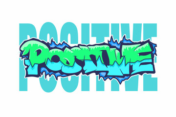 Vector isolated green blue abstract urban graffiti street art style lettering vector illustration for tshirt, streetwear, sticker tag