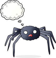 cartoon spider with thought bubble