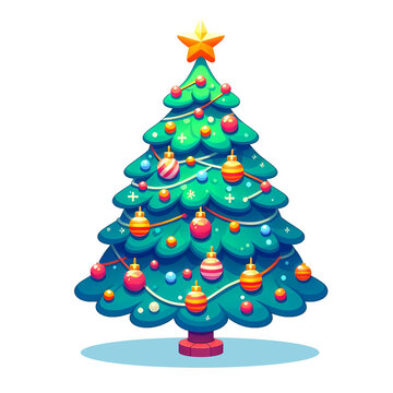 christmas tree with decoration vector illustration
