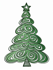christmas tree themed clipart, white background created with Generative Ai