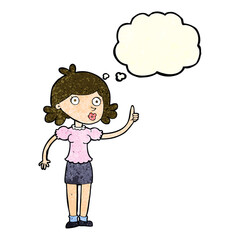 cartoon woman with idea with thought bubble