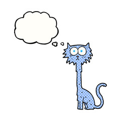 freehand drawn thought bubble cartoon cat