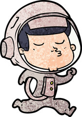 cartoon confident astronaut running