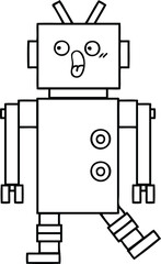 line drawing cartoon of a robot