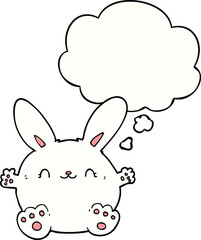 cute cartoon rabbit with thought bubble