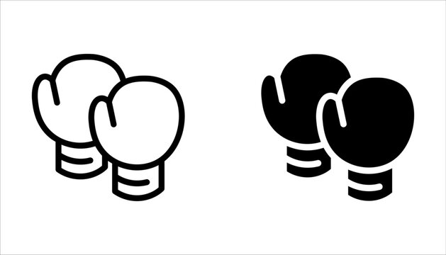 Boxing Gloves Line Icon, Outline Style Icon For Web Site Or Mobile App, Fitness And Gym, Protection Equipment On White Background