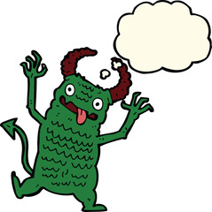cartoon demon with thought bubble