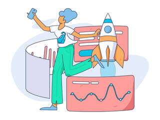 Business People Flat Vector Concept Operation Hand Drawn Illustration
