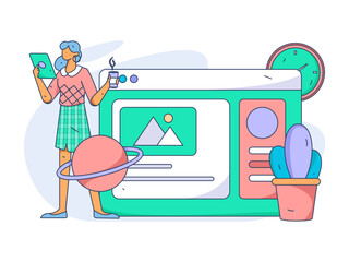 Business People Flat Vector Concept Operation Hand Drawn Illustration
