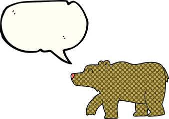 freehand drawn comic book speech bubble cartoon bear