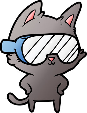 cartoon cat with goggles over eyes