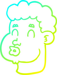 cold gradient line drawing of a cartoon male face