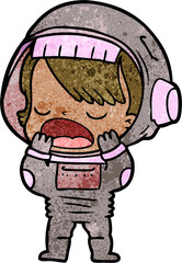 cartoon talking astronaut yawning